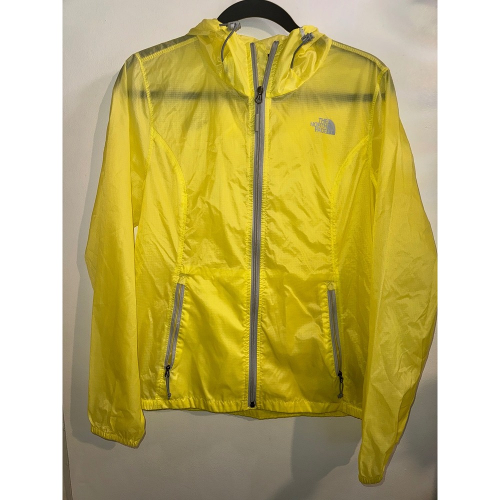The North Face Womens Yellow Ripstop Hooded Windbreaker Rain Jacket Size M